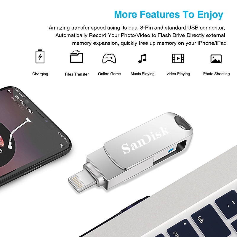 Ổ USB/Flash 512GB bằng kim loại chống thấm nước 1 đến 1 cho thiết bị IOS/Android chất lượng cao