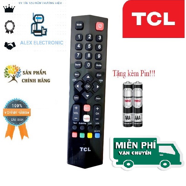 Điều khiển tivi TCL- Hàng mới chính hãng Tặng kèm Pin các dòng TV TCL CRT LCD LED Smart TV-Điện tử Alex-Tặng kèm pin