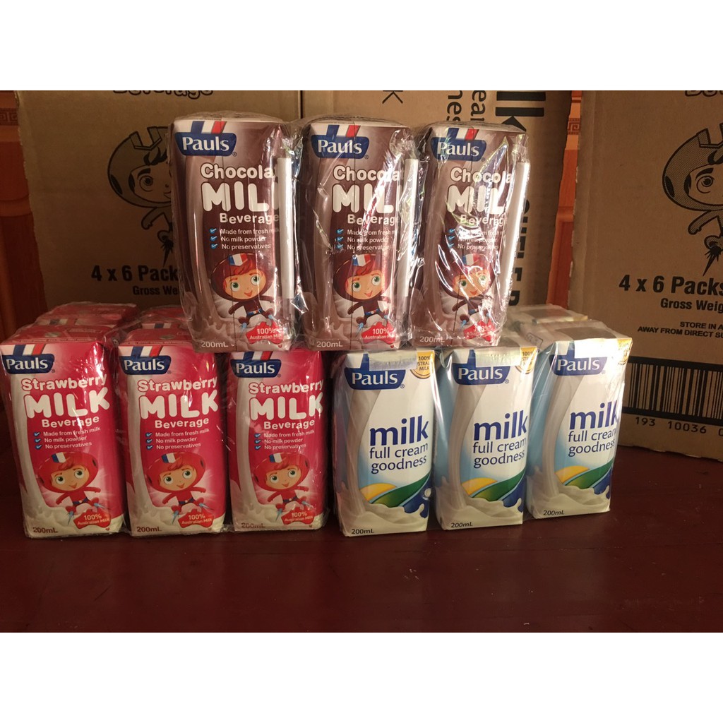 Sữa tươi Pauls (Úc) 200ml đủ vị full, dâu, socola date t5 thumbnail