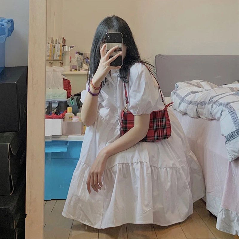 Váy sơ mi 4 tầng cổ bẻ đầm nữ babydoll ulzzang phong cách hàn quốc LOIX mã 963