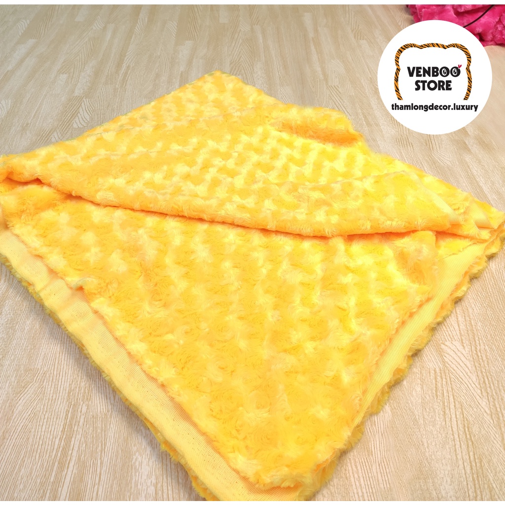 🔥 100x80cm Khăn trải bàn học bàn trang điểm decor phòng ngủ | Vải gấu bông Teddy thú bông | Vàng xoắn