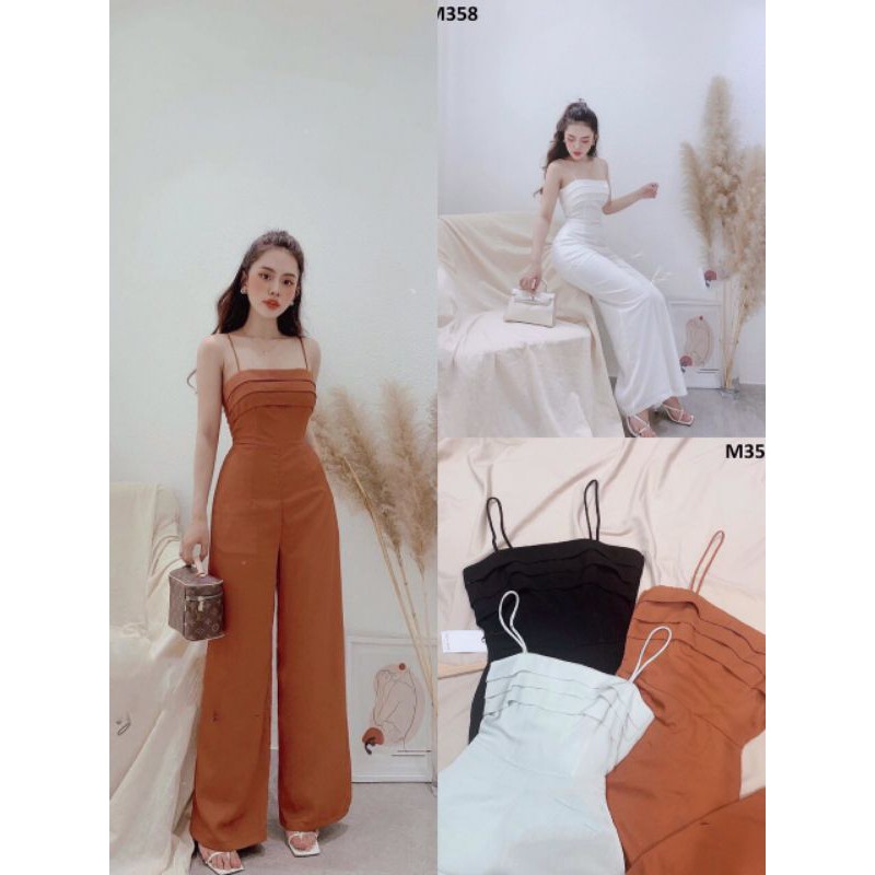 jumpsuit culottes xếp ly ngực