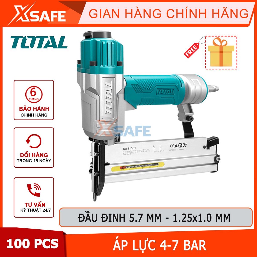 Máy bắn đinh khí nén TOTAL TAT81501 | Súng bắn đinh thẳng và đinh U kích thước ghim U 15-50mm - chính hãng