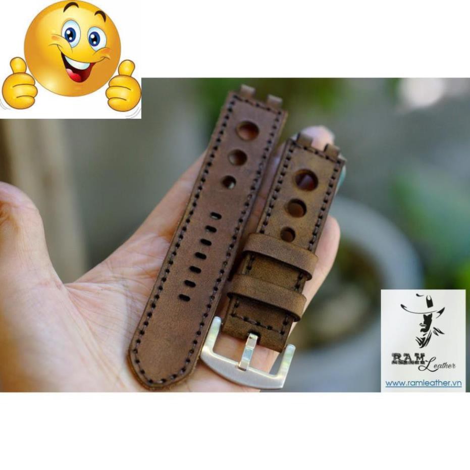 DÂY ĐỒNG HỒ DA BÒ THẬT RAM PEBBLE VÀNG -CHÍNH HÃNG RAM LEATHER .