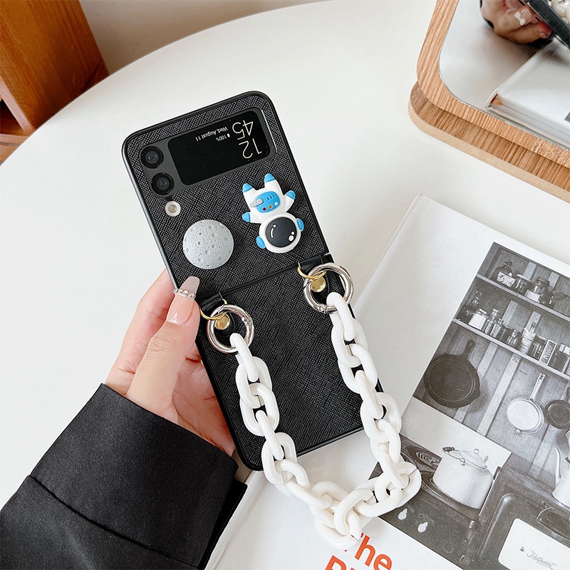 Ốp Điện Thoại Da PU Chống Sốc Họa Tiết Phi Hành Gia Dành Cho Samsung Galaxy Z Flip 4 3 ZFlip4 Flip3 5G F7110