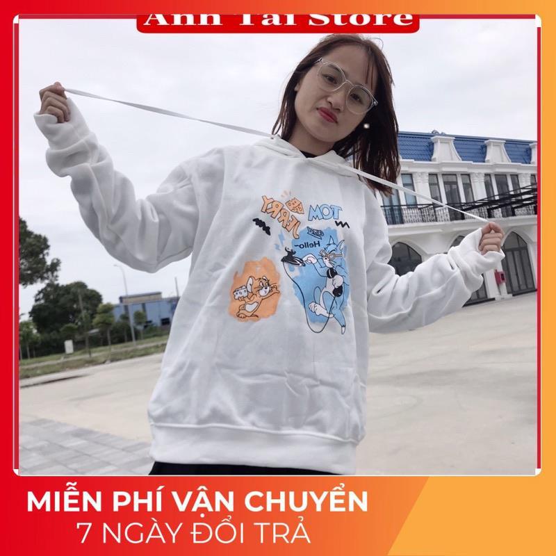 Áo nỉ hoodie nam nữ in hình mèo tom and jerly fom unisex oversize đến 67kg có nũ  phong cách Hàn Quốc TA 443