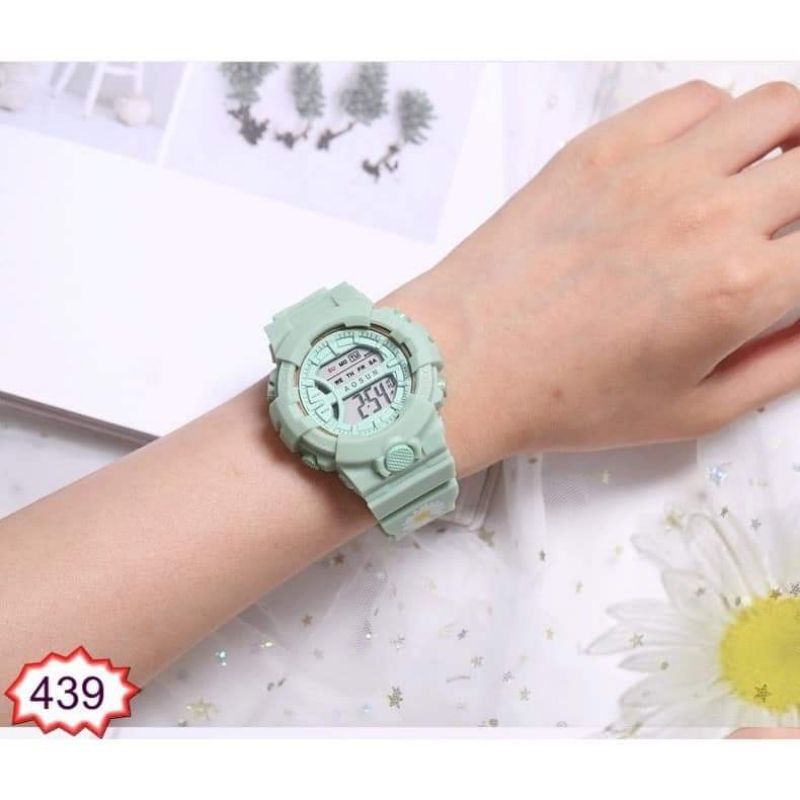 Đồng hồ nam nữ thể thao Unisex Aosun dây cao su cực bền DH107