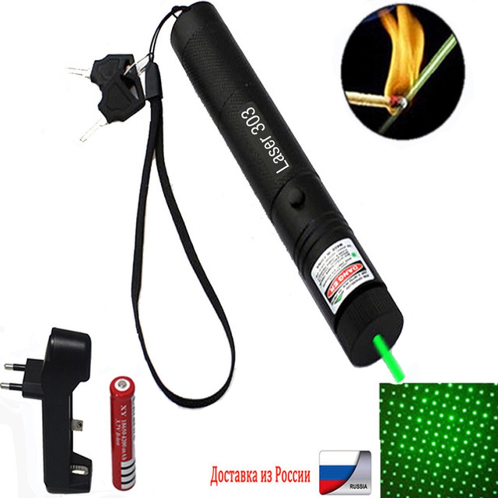 Đèn laser Xanh Lá 10000m 532nm Tập Trung Năng Lượng Cao Có Thể Điều Chỉnh Kèm 303 laser + Sạc Pin 18650