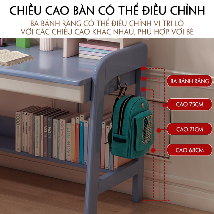 Bàn học sinh tăng giảm chiều cao, Bàn chống cận thị, gù lưng cho trẻ em 110x84cm