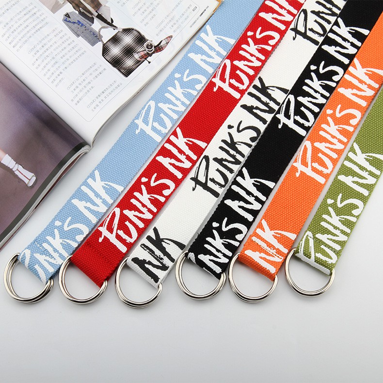 Thắt Lưng Vải In Chữ Tiếng Anh Phong Cách Hàn Quốc