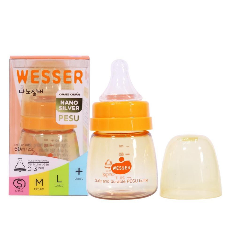 Bình Wesser cổ hẹp Nano Silver PPSU