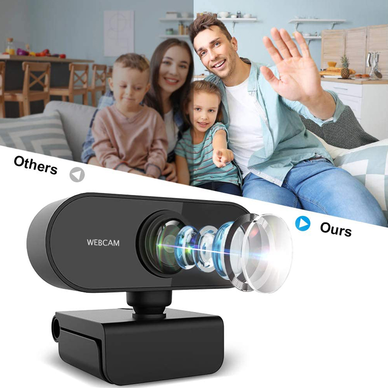 Webcam KCO PC01 có mic độ phân giải HD 2K góc quay rộng 110° thiết kế đế xoay 360 độ kết nối cổng USB tiện dụng