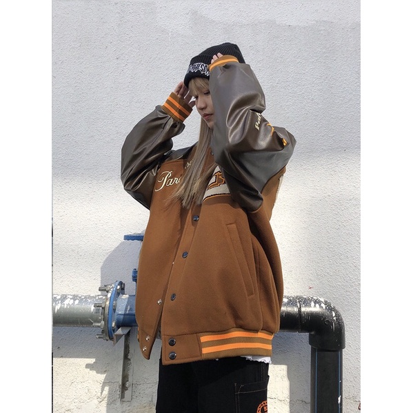 Áo Bomber Da Unisex Siêu Ngầu