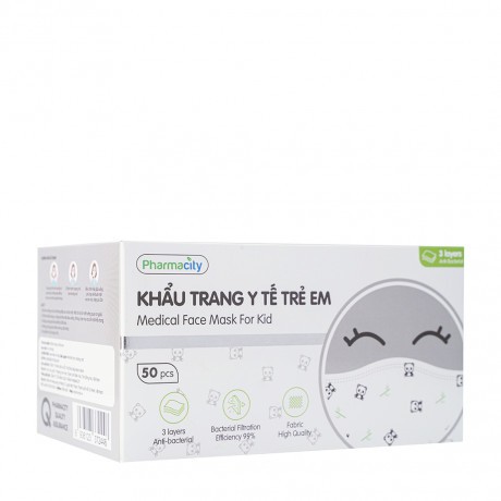 Khẩu trang y tế trẻ em 3 lớp Pharmacity (50 cái/hộp)