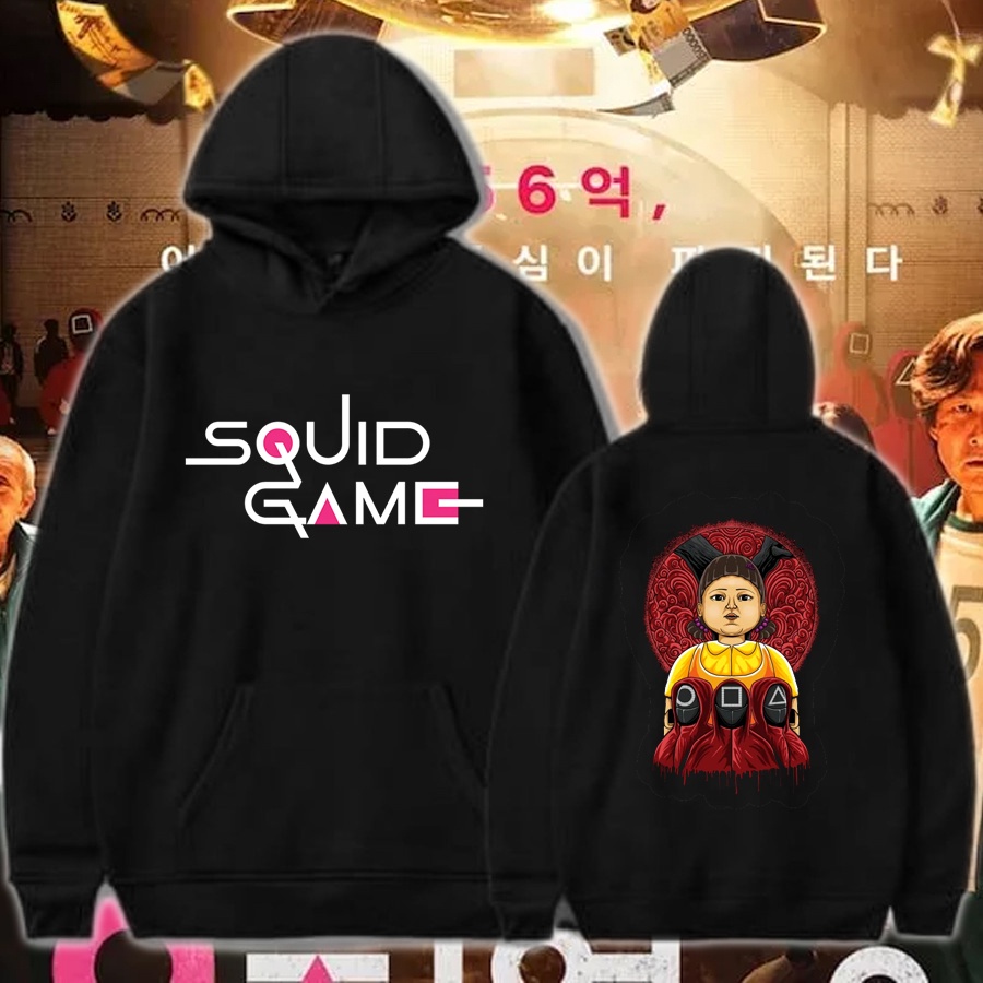 Áo Hoodie dài tay UNISEX SQUID GAME 🎁 Mẫu áo Hoodie in hình SQUID GAME búp bê độc đẹp giá