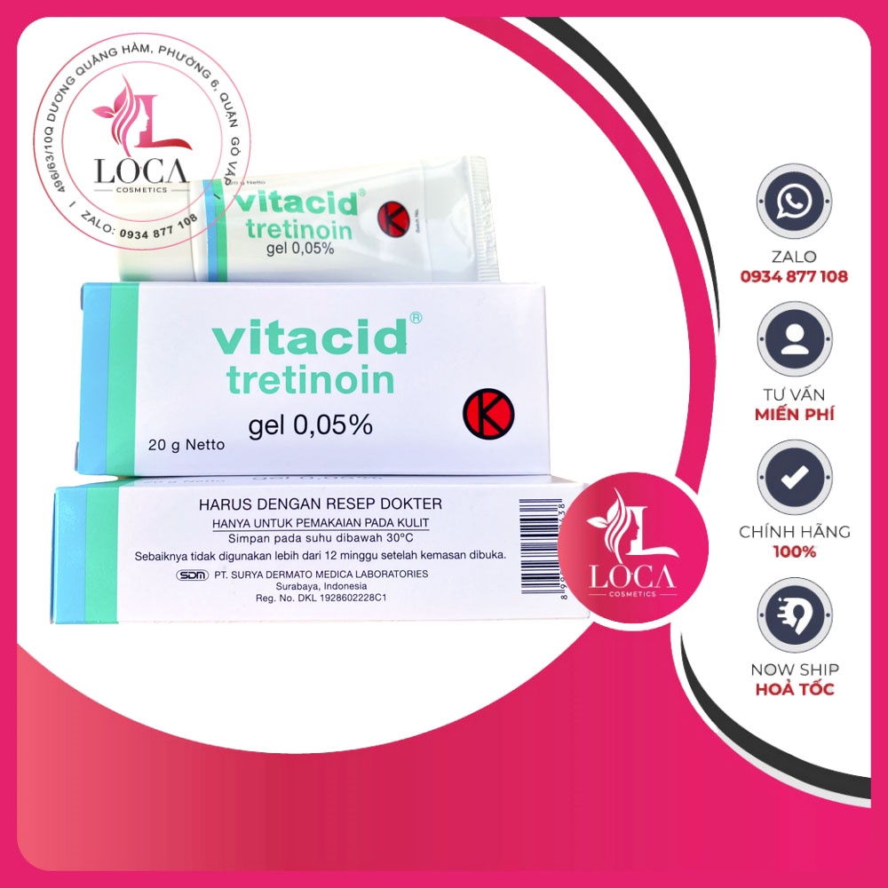 [Auth-Có sỉ] Tretinoin Vitacid 0.05% - kem giảm mụn và trẻ hóa da