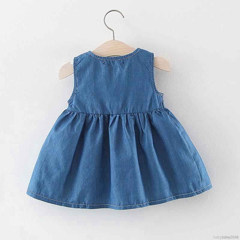 Đầm xòe denim màu trơn dễ thương dành cho bé gái
