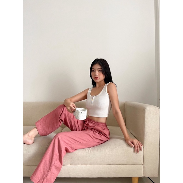 [LEN clothing] quần ống suôn đũi mùa hè màu hồng 8163 | BigBuy360 - bigbuy360.vn