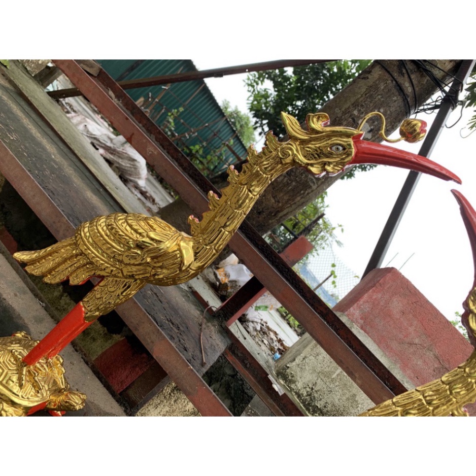 Đôi Hạc Mào Bàn Thờ Gia Tiên Gỗ MÍt Cỡ Lớn Cao 127cm