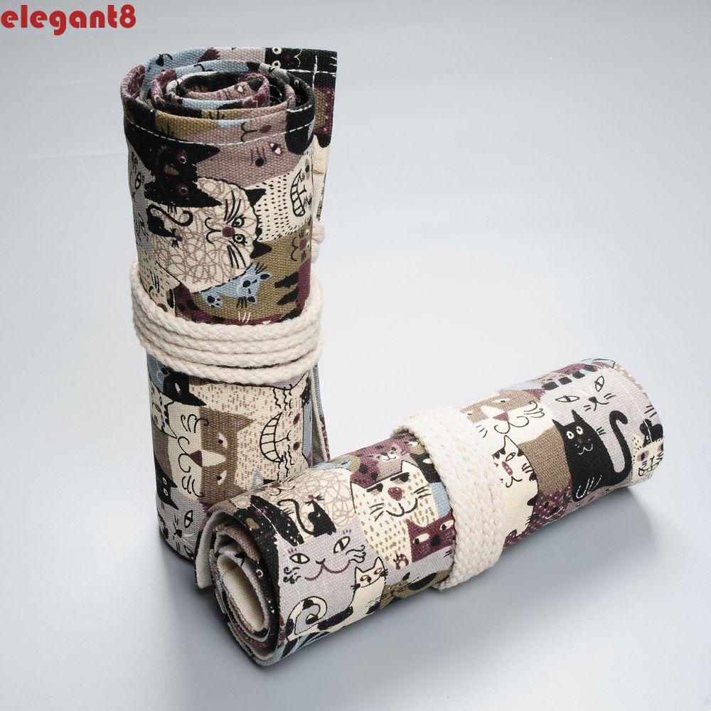 Túi Cuộn Vải Canvas Đựng Bút Nhiều Màu Thanh Lịch Sắp Xếp Gọn Gàng Cho Học Sinh