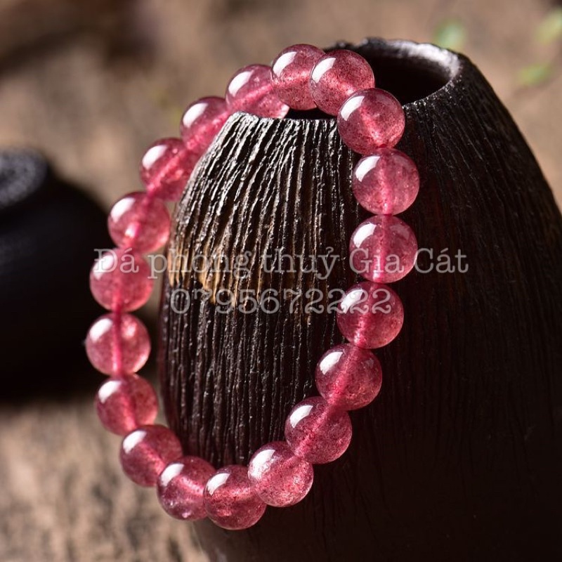 Vòng tay dâu tây đẹp 8a siêu vip có kiểm định strawberry quartz