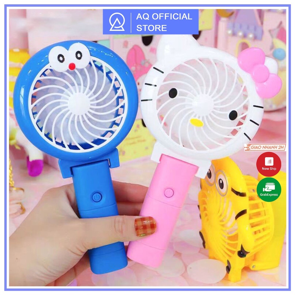 QUẠT TÍCH ĐIỆN MINI HÌNH THÚ CẦM TAY, CHẠY ĐƯỢC LIÊN TỤC TRONG 2H + PIN + CÁP SẠC, CÁN GẬP LẠI ĐƯỢC SIÊU DỄ THƯƠNG