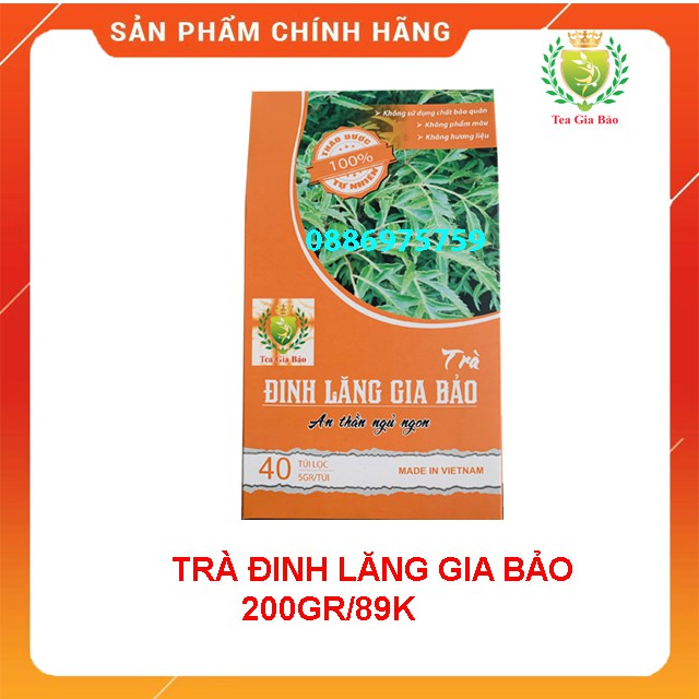 Trà Đinh Lăng Gia Bảo 200gr / 40 túi lọc, giúp an thần ngủ ngon,mát gan thanh lọc cơ thể