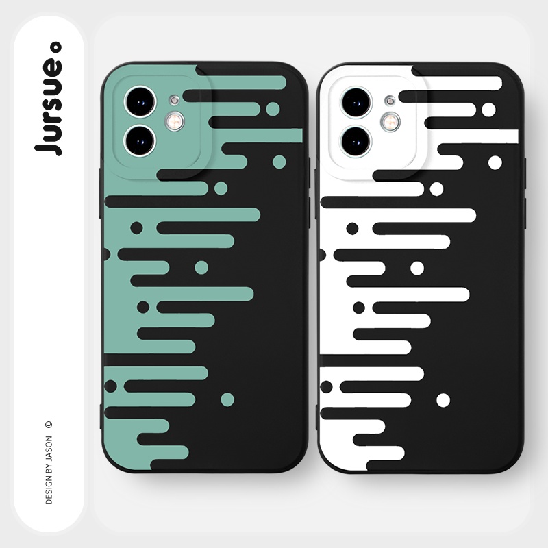 Ốp lưng JURSUE mềm chống sốc hình độc lạ đen Cho iPhone 14 13 12 11 Pro Max SE 2020 X XR XS 8 7 ip 6S 6 Plus Y2391