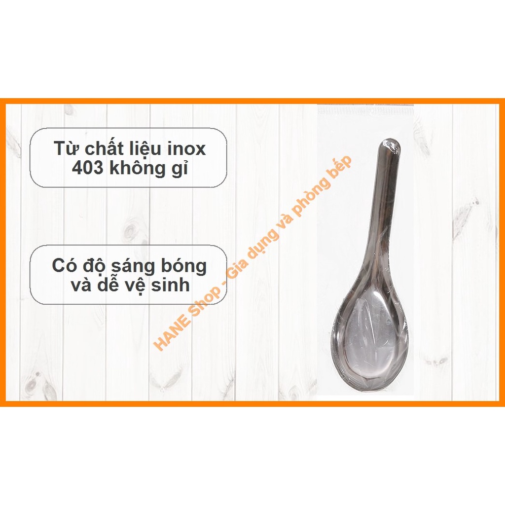 Bộ 10 muỗng canh inox 430 cán ngắn trơn 15 cm (muỗng ngắn vuông)