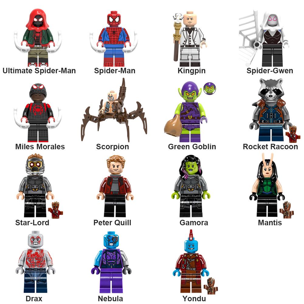 CLEVER Superhero Assembly Model Scorpion Spider Man Rocket Racoon Blue Giant Star-Lord Drax Yondu