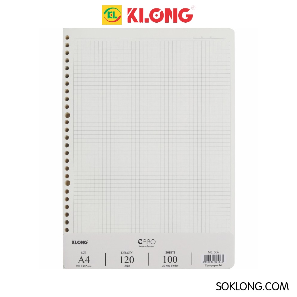 Ruột sổ còng Klong A4 giấy refill binder tập 100 tờ caro/dotgrid/ kẻ ngang Klong 120gsm