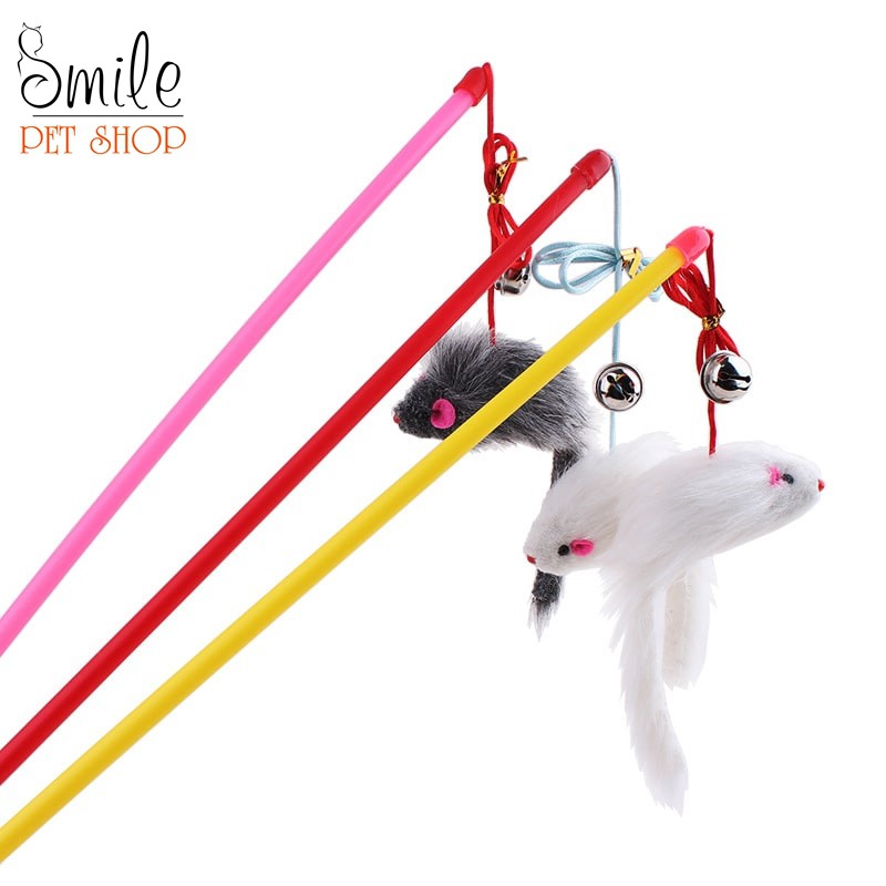 Cần câu chuột lục lạc trêu chó mèo, thú cưng - đồ chơi thú cưng - Smile Pet Shop