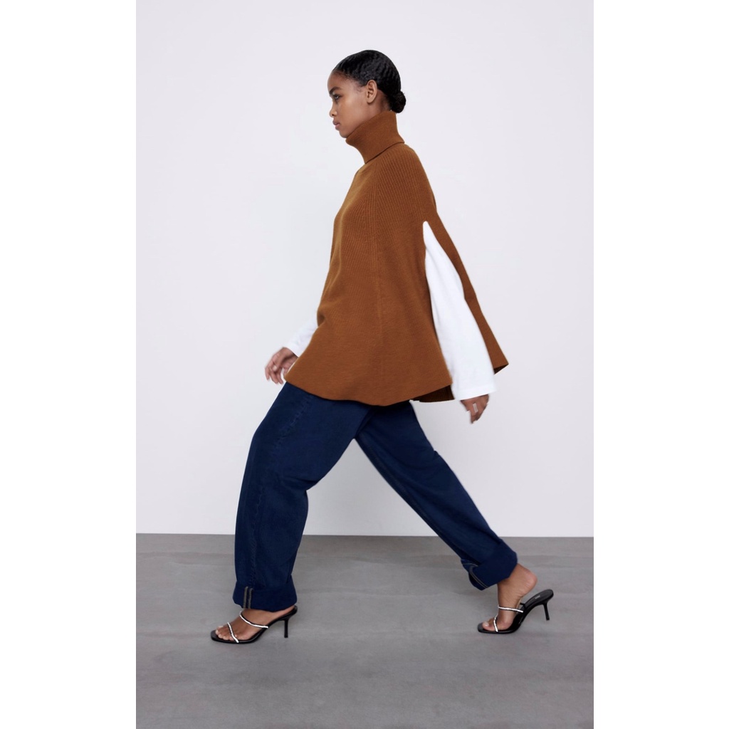 [Có Bill] Áo Choàng Dệt Kim Cao Cổ Màu Nâu Size S Áo Zara Auth | BigBuy360 - bigbuy360.vn