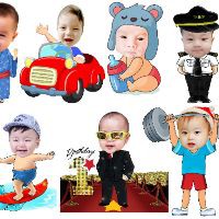 Thiết kế hình Chibi cho bé trang trí tiệc sinh nhật theo yêu cầu TK 001