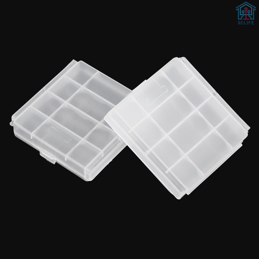 【E&V】2PCS PALO Transparent AA Battery Storage Boxes Cases High-quality Containers Durable Plastic Battery Holders with Lids Hold 2 * 4 AA Batteries