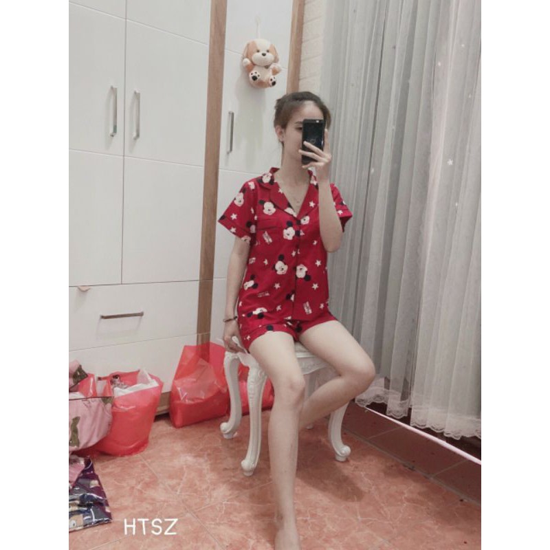 BỘ PIJAMA quần đùi xiêu xinh , cam kết bán hàng loại 1 chất vải thô lụa mềm mịn.