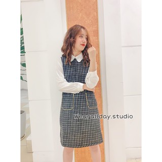 Váy Dạ Phối Tay Sơ Mi Dáng Xuông