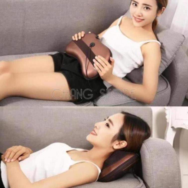 Gối Massage Cổ Vai Gáy 8 Bi Hồng Ngoại Công Nghệ Nhật Bản Cao Cấp - BH 12 tháng