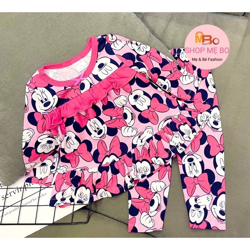 Đồ bộ dài tay thu đông bé gái thun cotton xuất dư