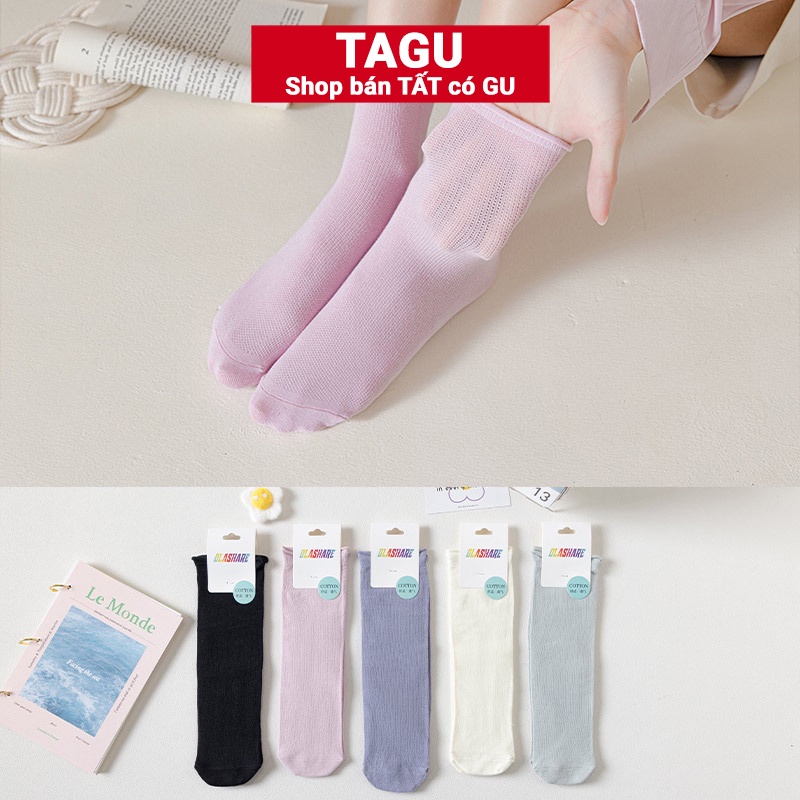 Tất vớ nữ nam cao cổ dài trắng dễ thương hàn quốc đẹp TAGU chân thấp nhún đủ màu trơn đen, đỏ, vàng, xám, xanh
