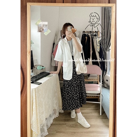 Áo blazer trơn cộc tay