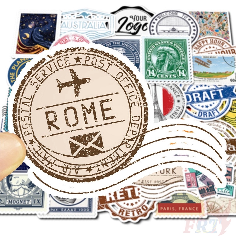 ❉ Retro - Vintage Stamps Series 02 Stickers ❉ 50Pcs/Set Mixed Luggage Laptop Skateboard Doodle Stickers