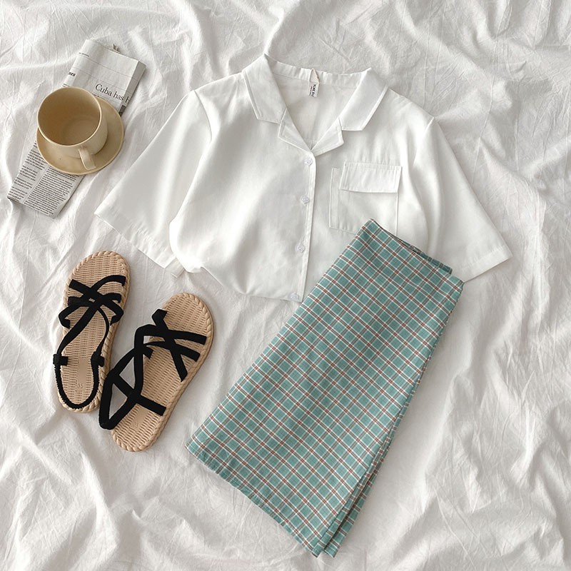 Set Trang Phục ULZZANG Hàn Quốc Kẻ Caro Cho Nữ