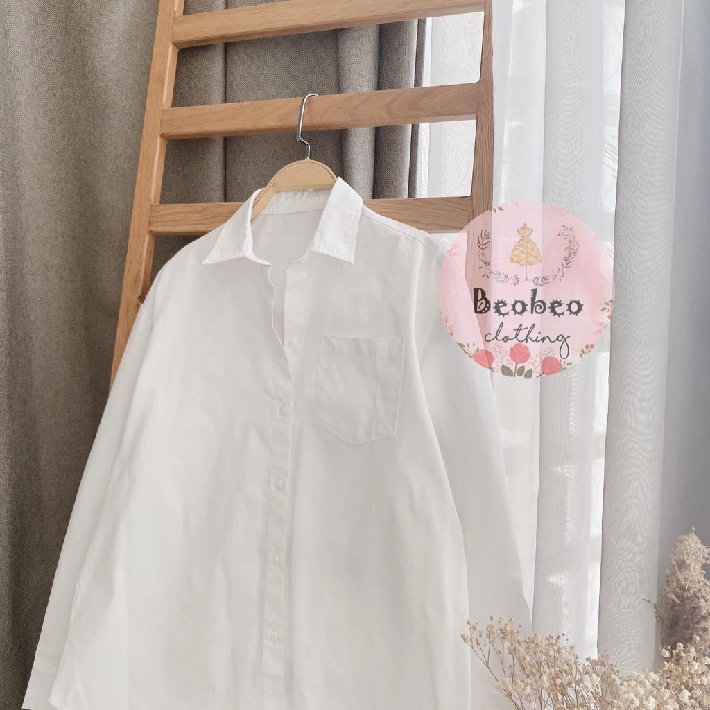Áo sơ mi trắng oversize 1 túi ulzzang