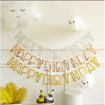 DÂY CHỮ HAPPY BIRTHDAY RỖNG, HAPPY BIRTHDAY ÉP KIM TRANG TRÍ SINH NHẬT PARTY