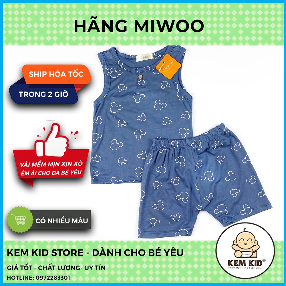 Bộ Thun MIWOO sát nách họa tiết cute, vải mềm mịn, thấm hút, mát mẻ cho bé yêu