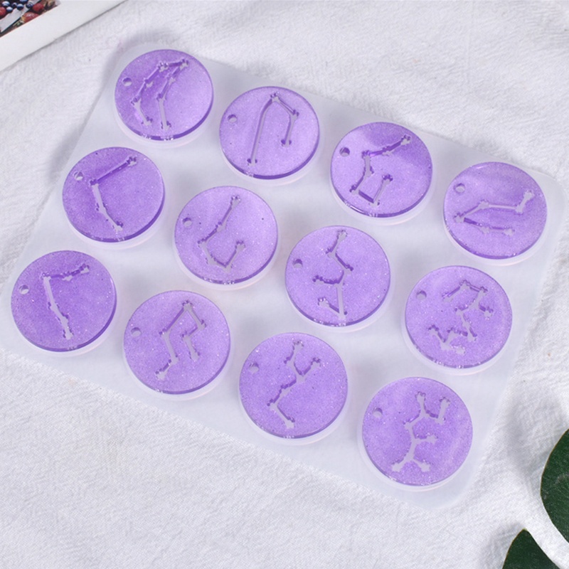 Khuôn silicone làm mặt dây chuyền hình 12 cung hoàng đạo