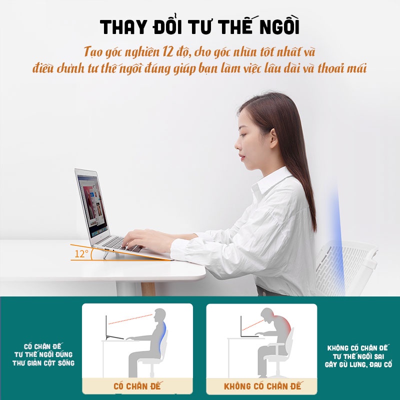 [Đế Tản Nhiệt Macbook] Giá Đỡ Laptop Nillkin, Đế Tản Nhiệt Bằng Hợp Kim Nhôm Cho Laptop Dưới 17inch Bảo Vệ Cột Sống Cổ