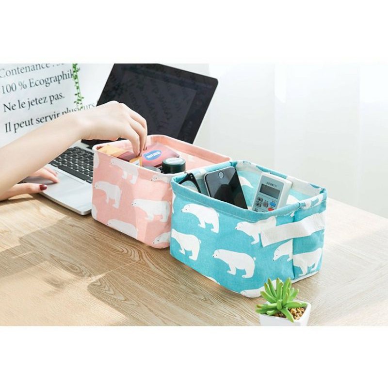 Giỏ Vải H1 Vintage Đựng Đồ Dùng Cá Nhân Để Bàn -H1