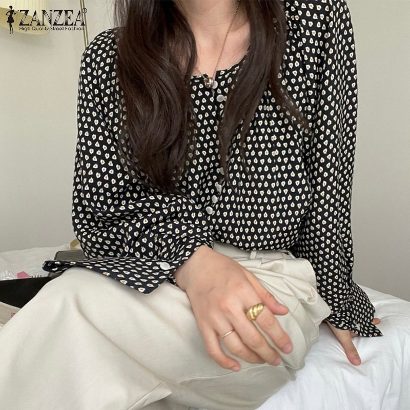 Áo Zanzea dài tay cài nút in họa tiết dành cho nữ
